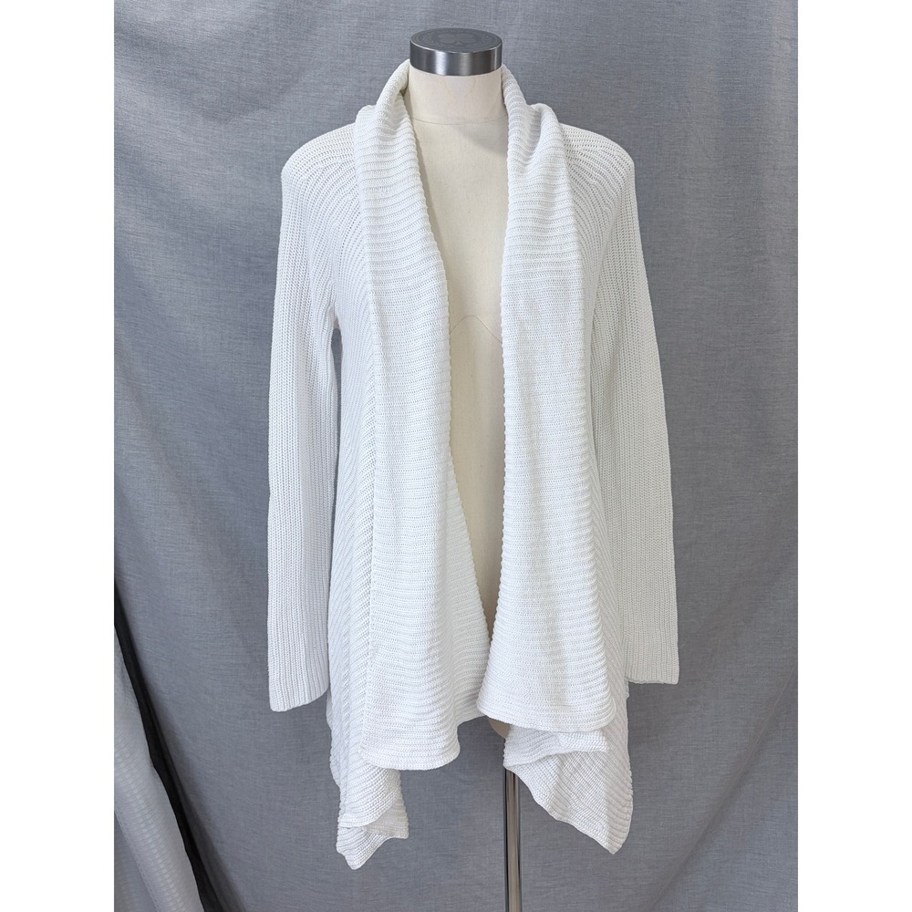 Vince White Open-Front Ribbed Drape Cardigan